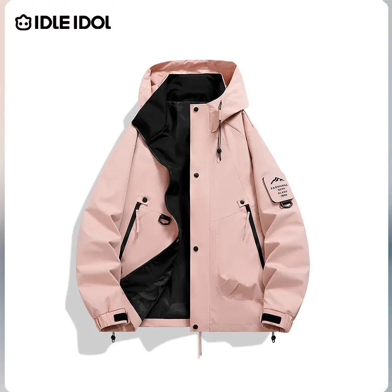 IDLE IDOL三防面料户外运动连帽撞色夹克秋款工装冲锋夹克外套