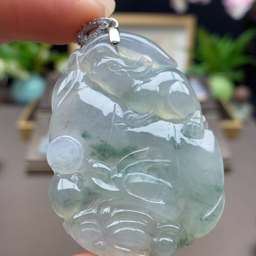 翡翠银S925镶嵌颈饰吊坠