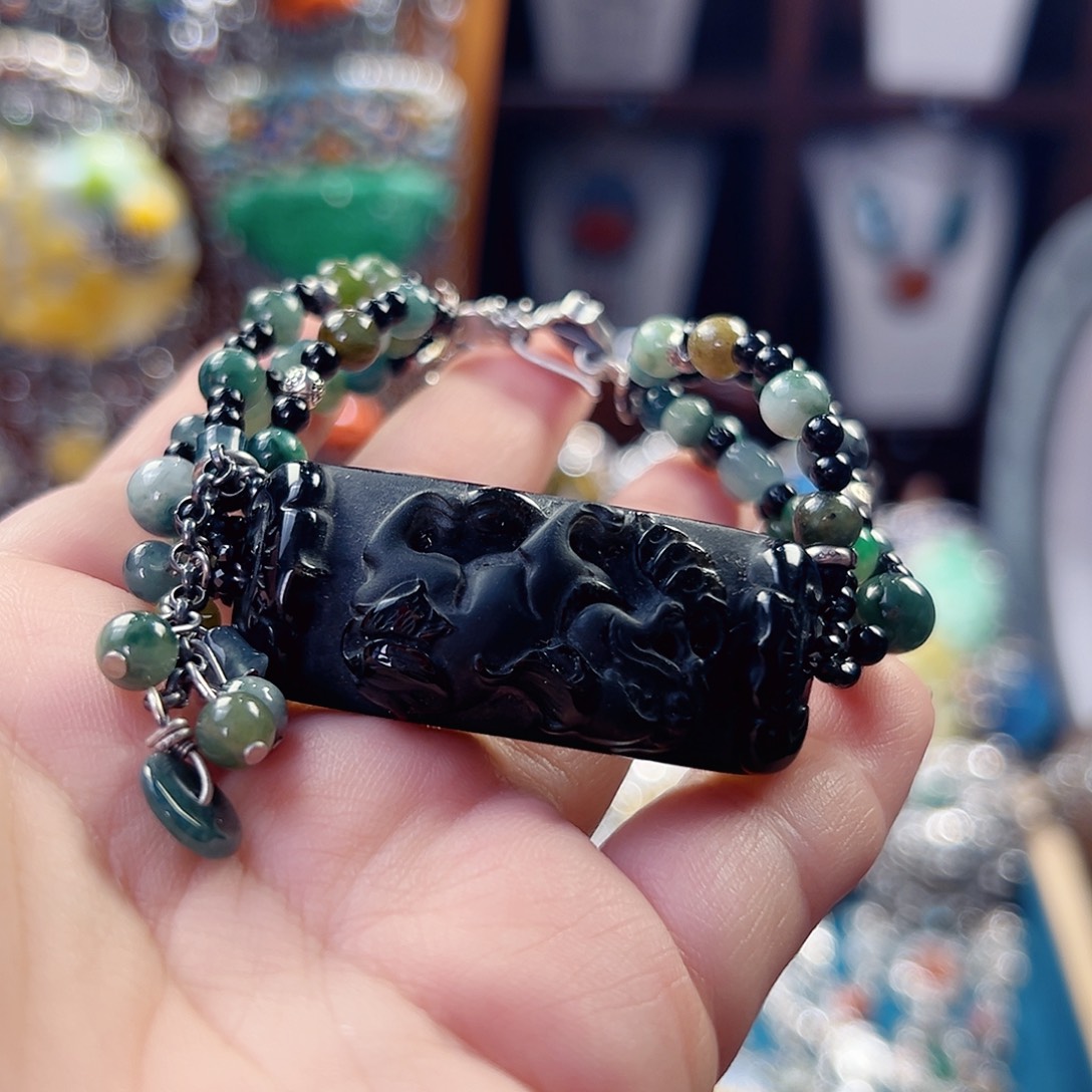 翡翠未镶嵌手链国风