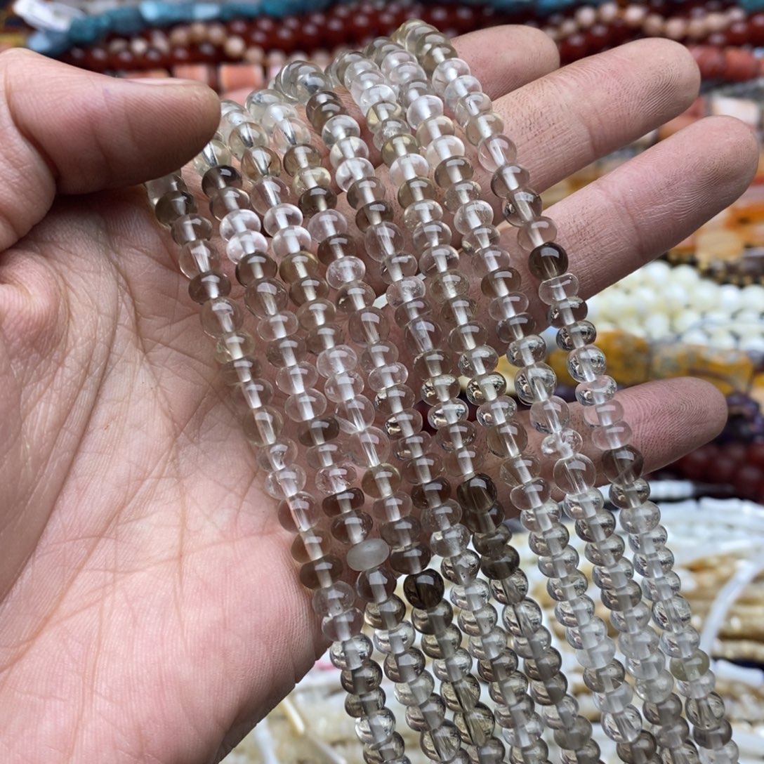 玛瑙/玉髓未镶嵌珠宝半成品一条天然微瑕6mm浅茶晶隔片