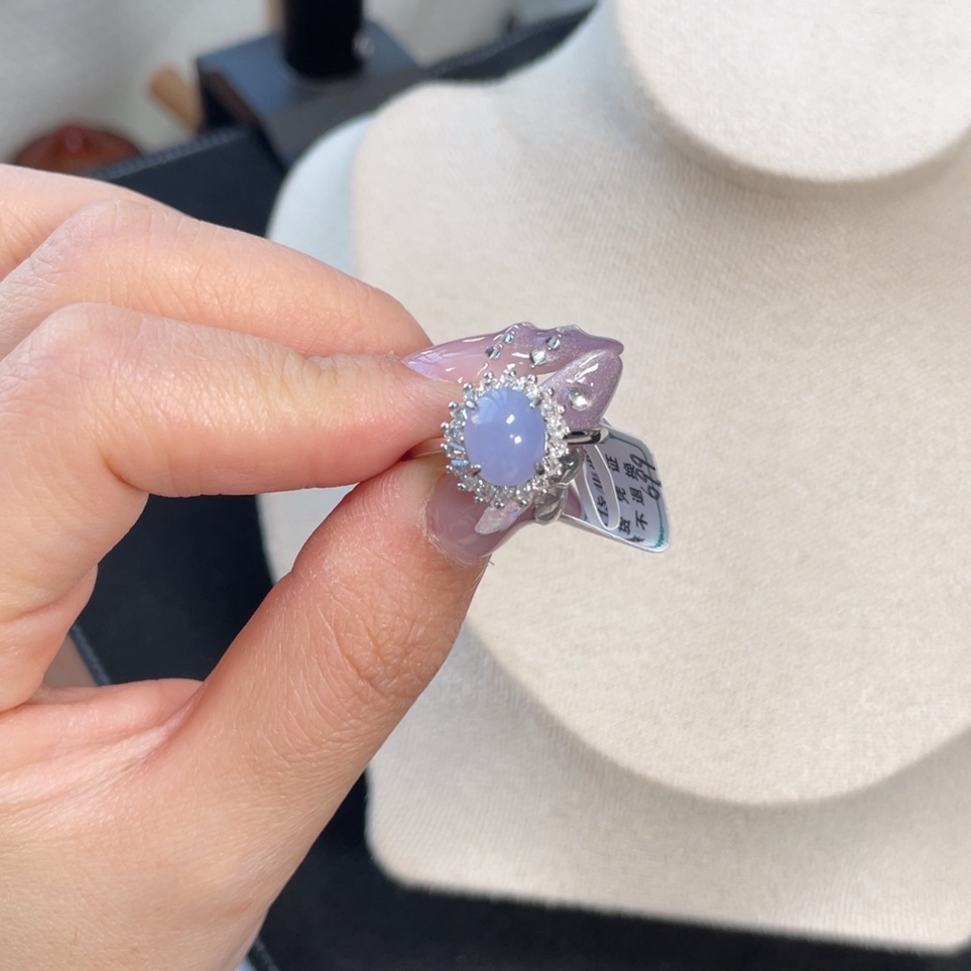 翡翠戒指银S925镶嵌148888