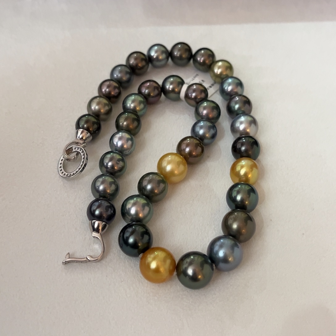 海水珍珠颈饰银S925镶嵌莫兰迪大溪地11-13