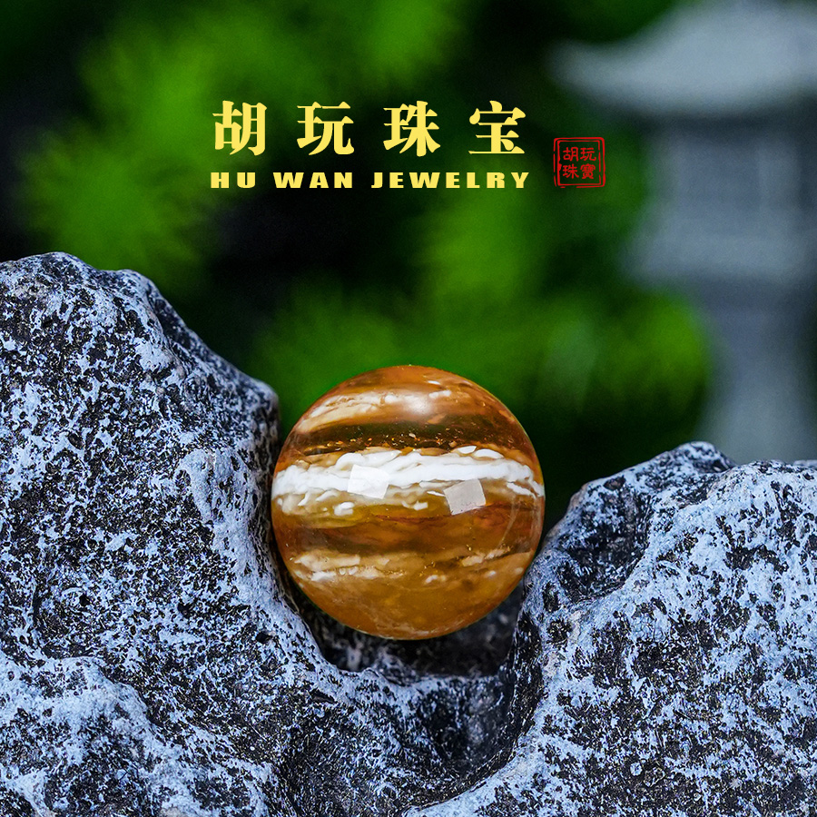 新品天然原矿琥珀蜜蜡金瓷白橘红溶洞特色圆珠单珠俄料锁骨珠手串