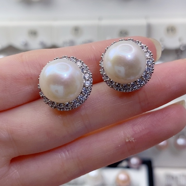 耳饰淡水珍珠银S925镶嵌12A