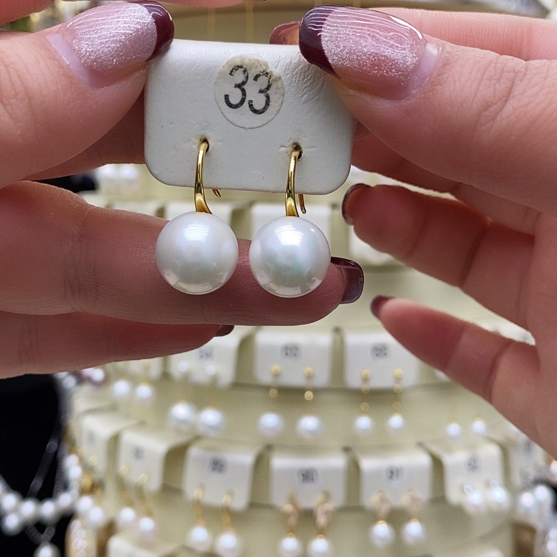 淡水珍珠耳饰银S925镶嵌
