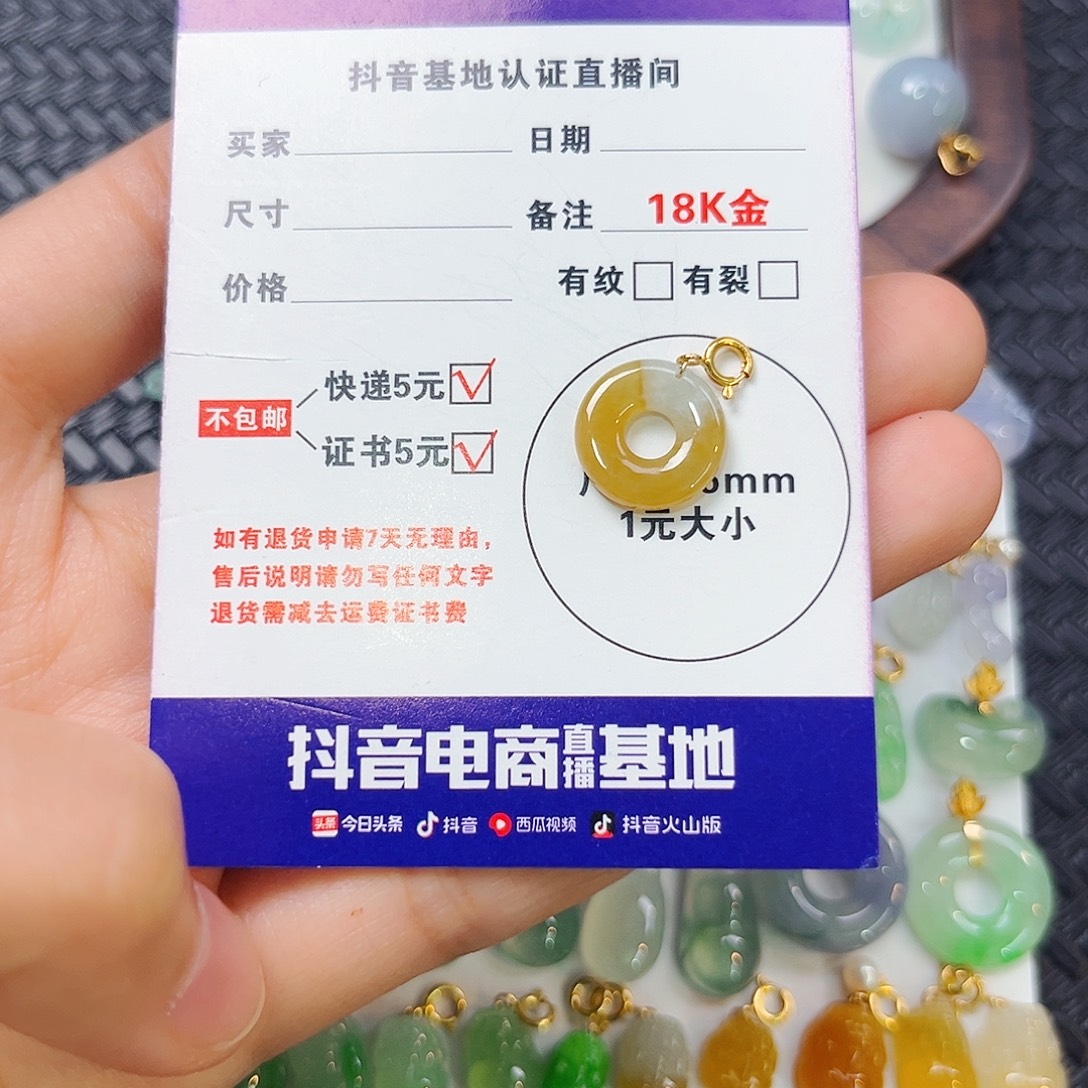 天***月翡翠18K金镶嵌颈饰