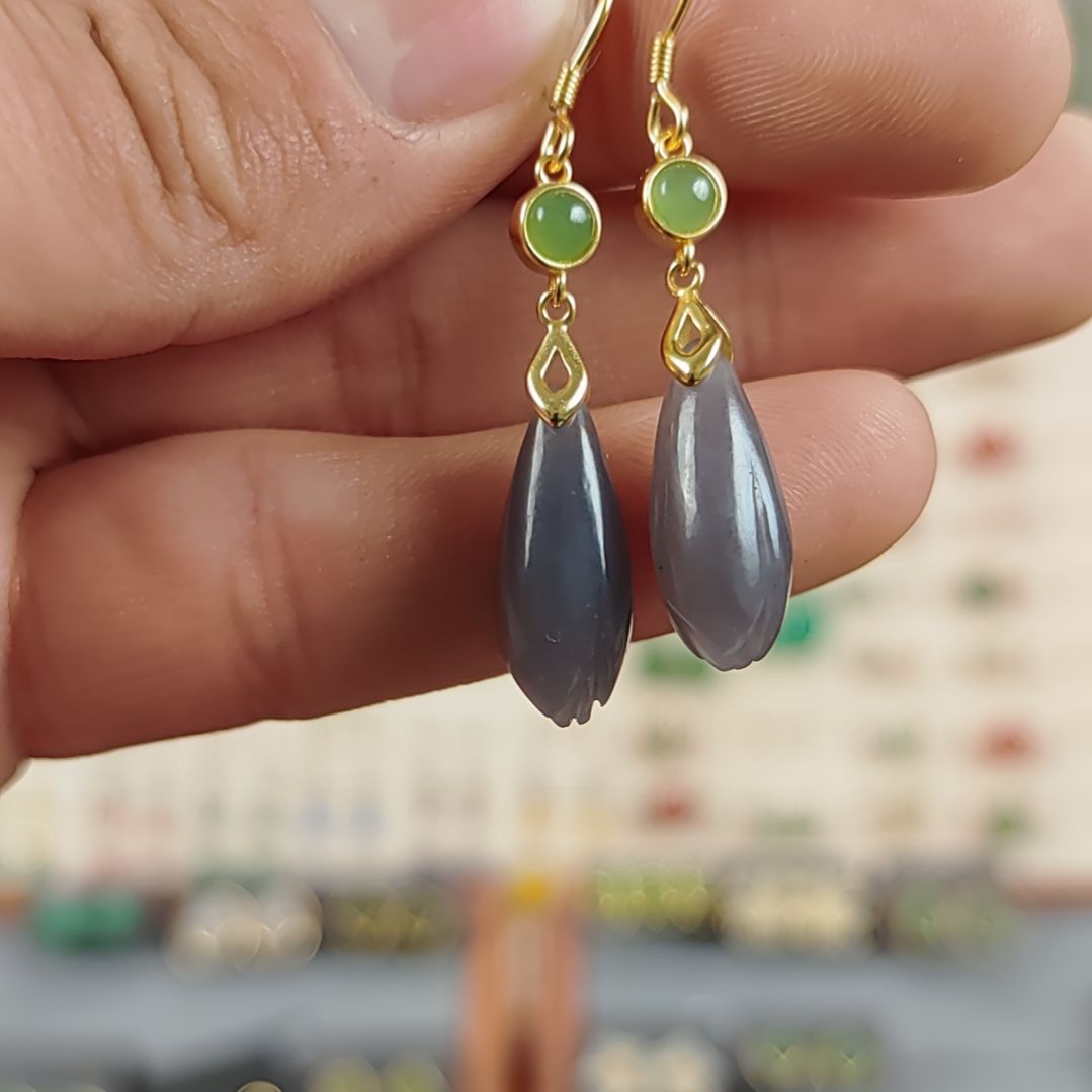 和田玉烟紫银S925镶嵌