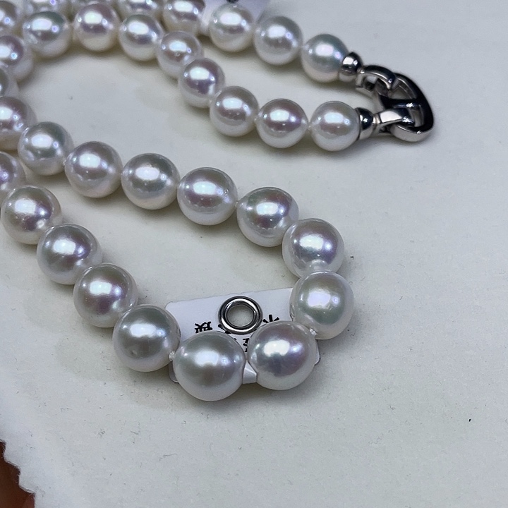 淡水珍珠银S925镶嵌颈饰卡10到11高品极强光白炫彩毕业级