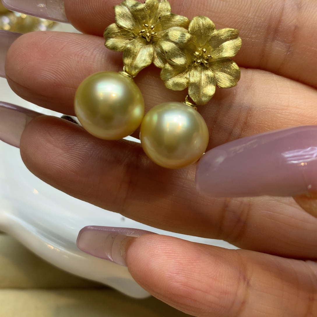 银S925镶嵌耳饰海水珍珠