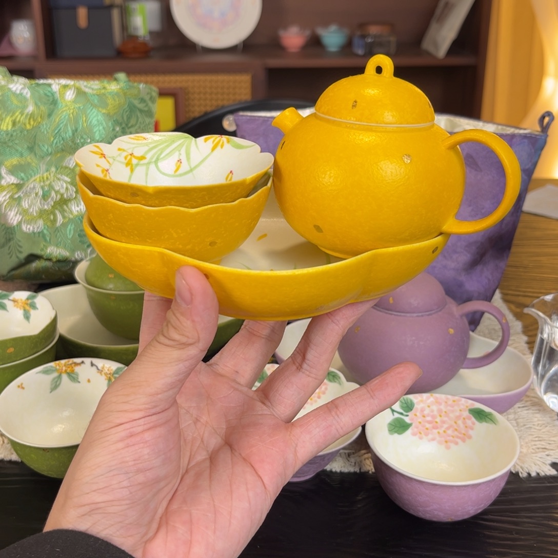 小黄四件套盖碗两杯壶承