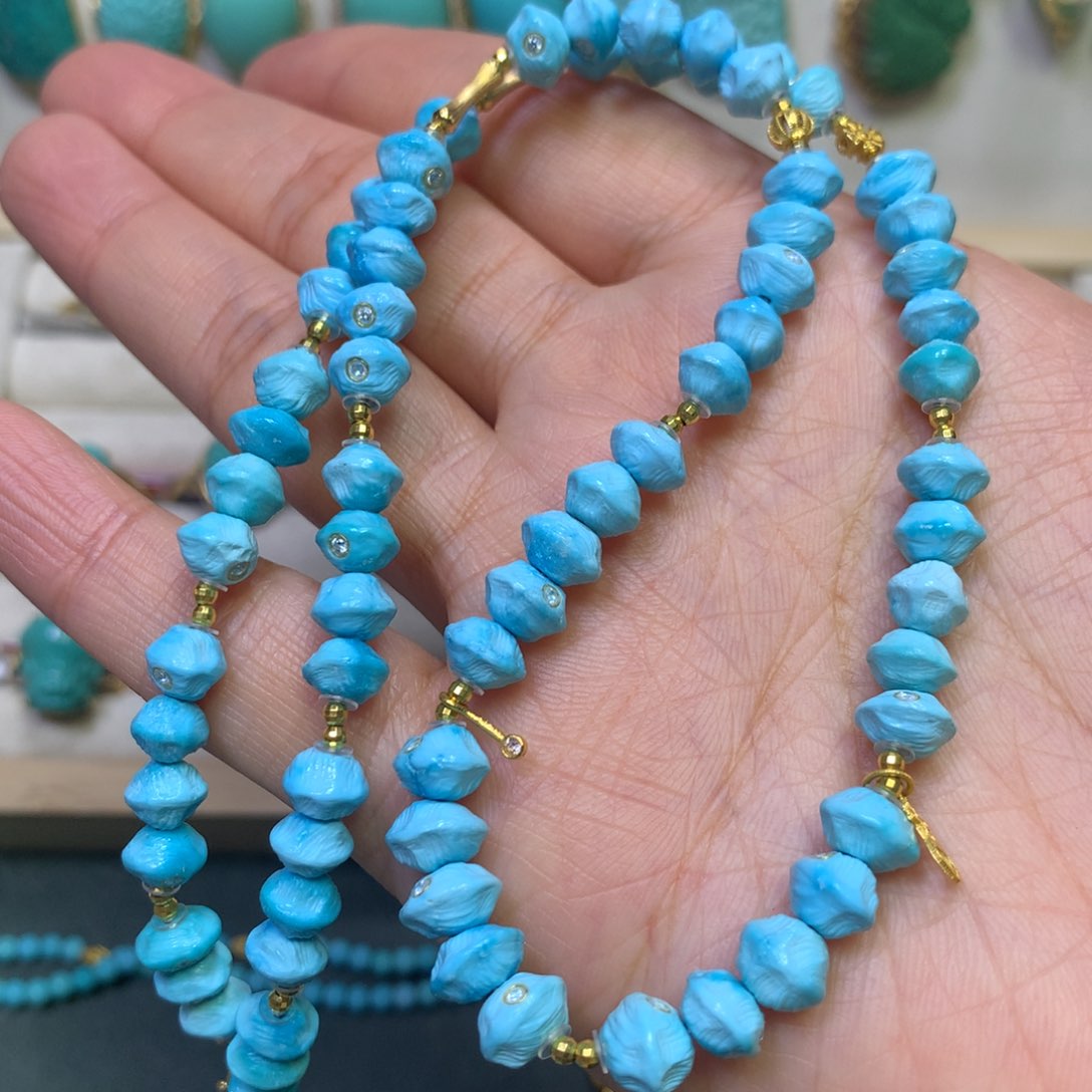 绿松石项链18K金镶嵌