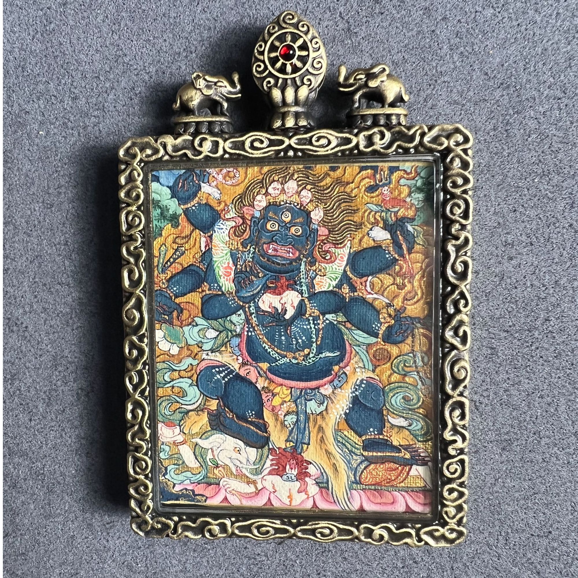 纯手绘唐卡 藏卡 六臂大黑天 绘画细腻 人物栩栩如生 收藏款