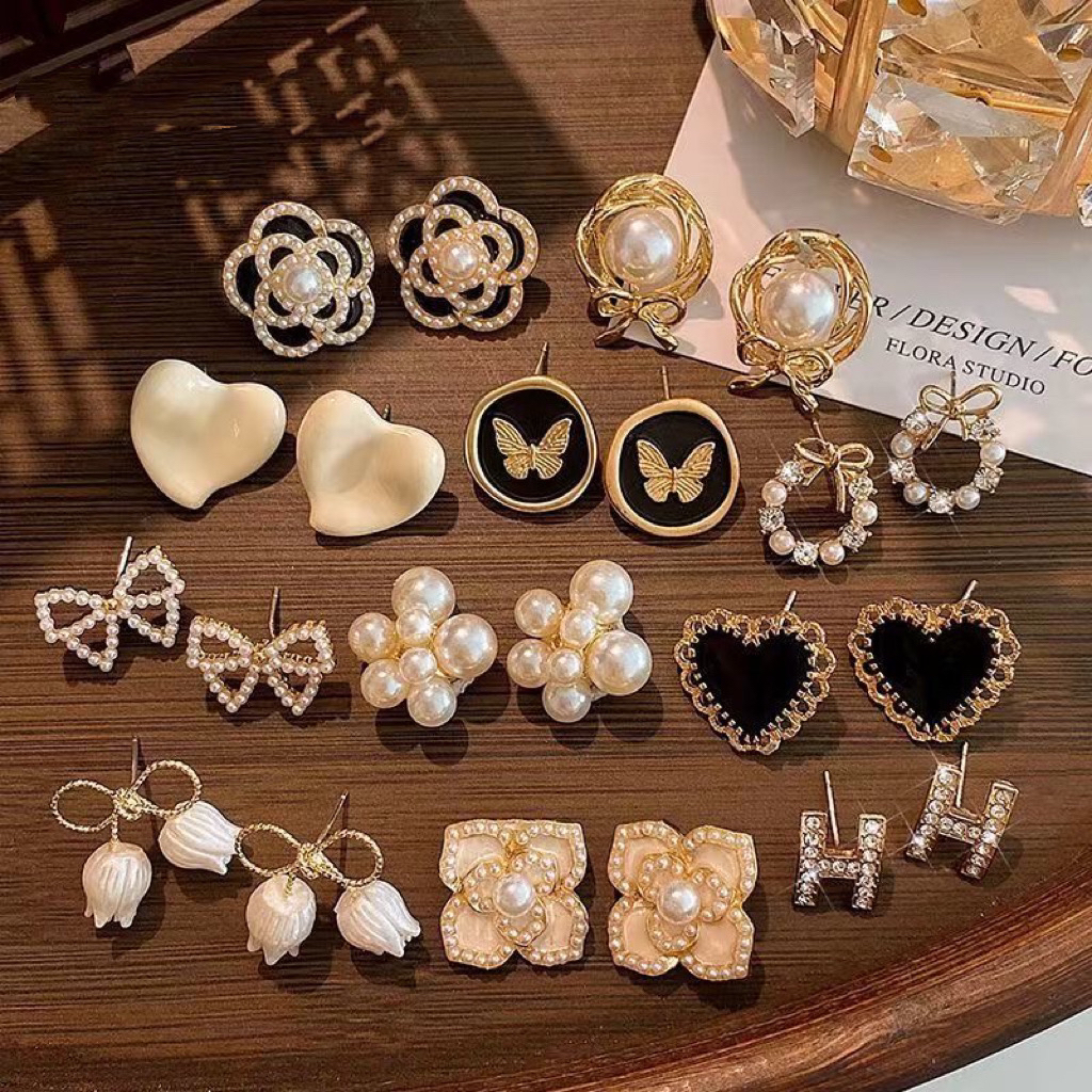 铜合金耳饰 铜合金耳饰直播合集耳钉法式名媛风个性气质高级感百