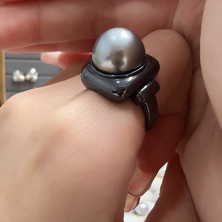 海水珍珠戒指银S925镶嵌