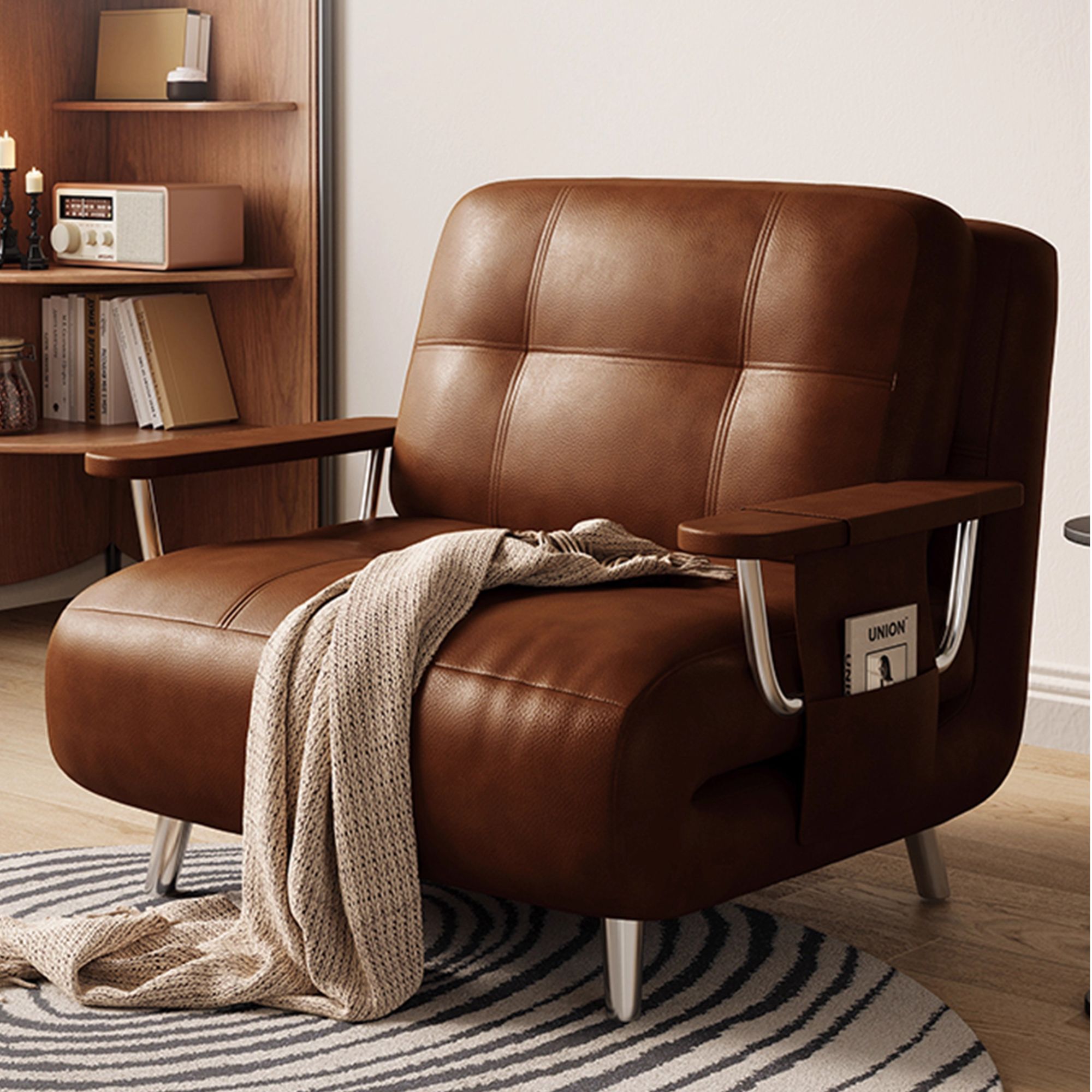 鼎木家具  芬迪折叠沙发床单人两用2025新款复古小户型伸缩沙发床