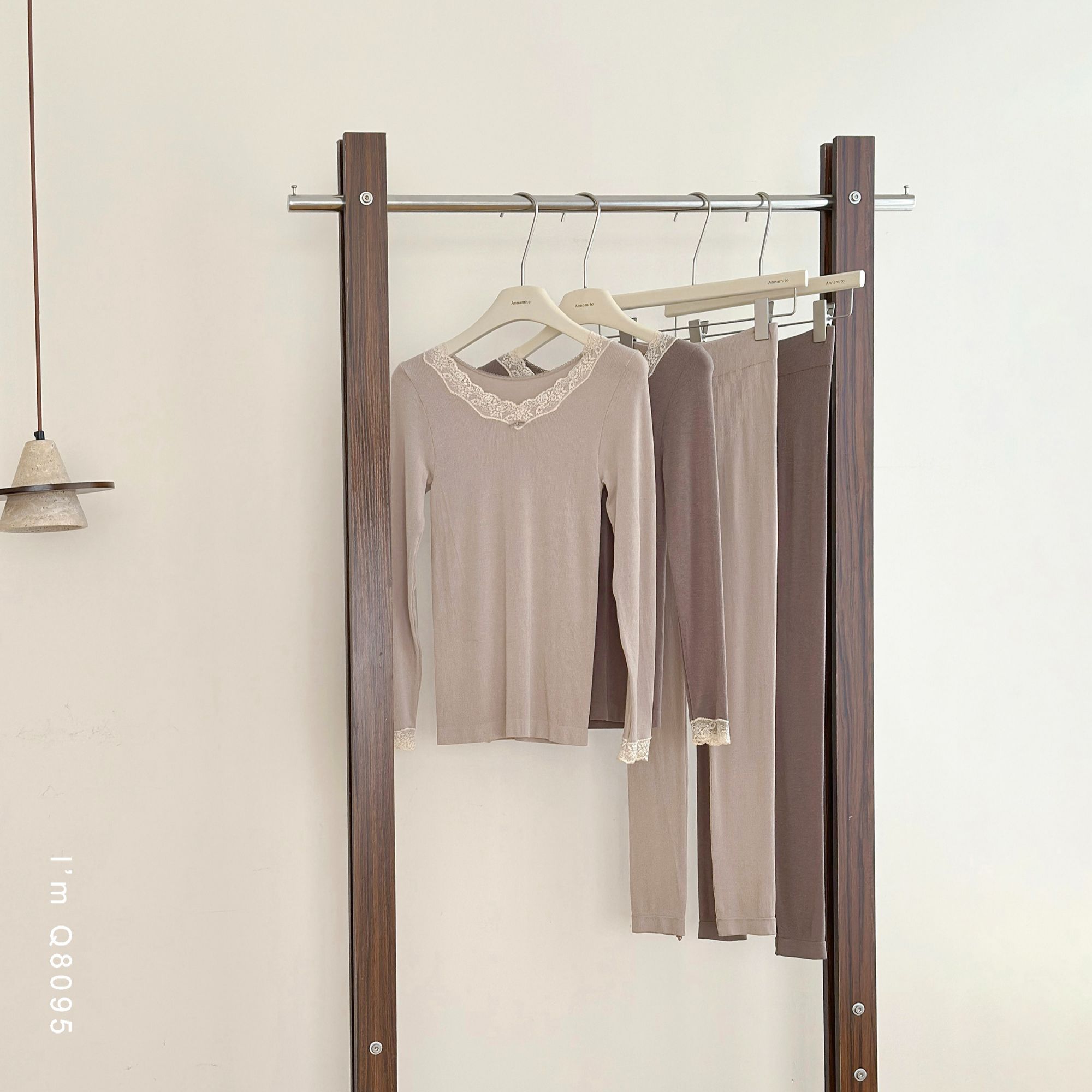 撞色蕾丝花边发热女士秋衣裤套装Q8095