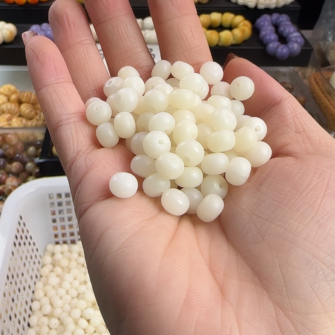 菩提根/象牙果手串微瑕卡8白色苹果300颗