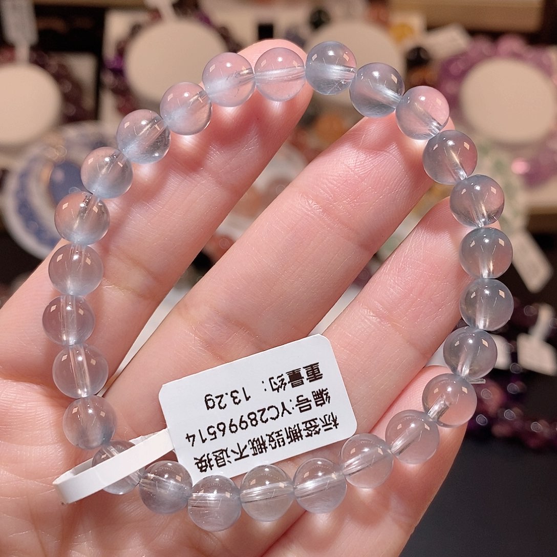 水晶手链未镶嵌F蓝兔毛7.4