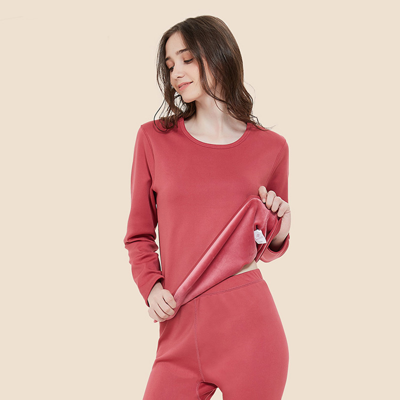 三耳兔双层厚款内穿加绒睡衣秋冬季圆领保暖套装PP00CT-L601W  