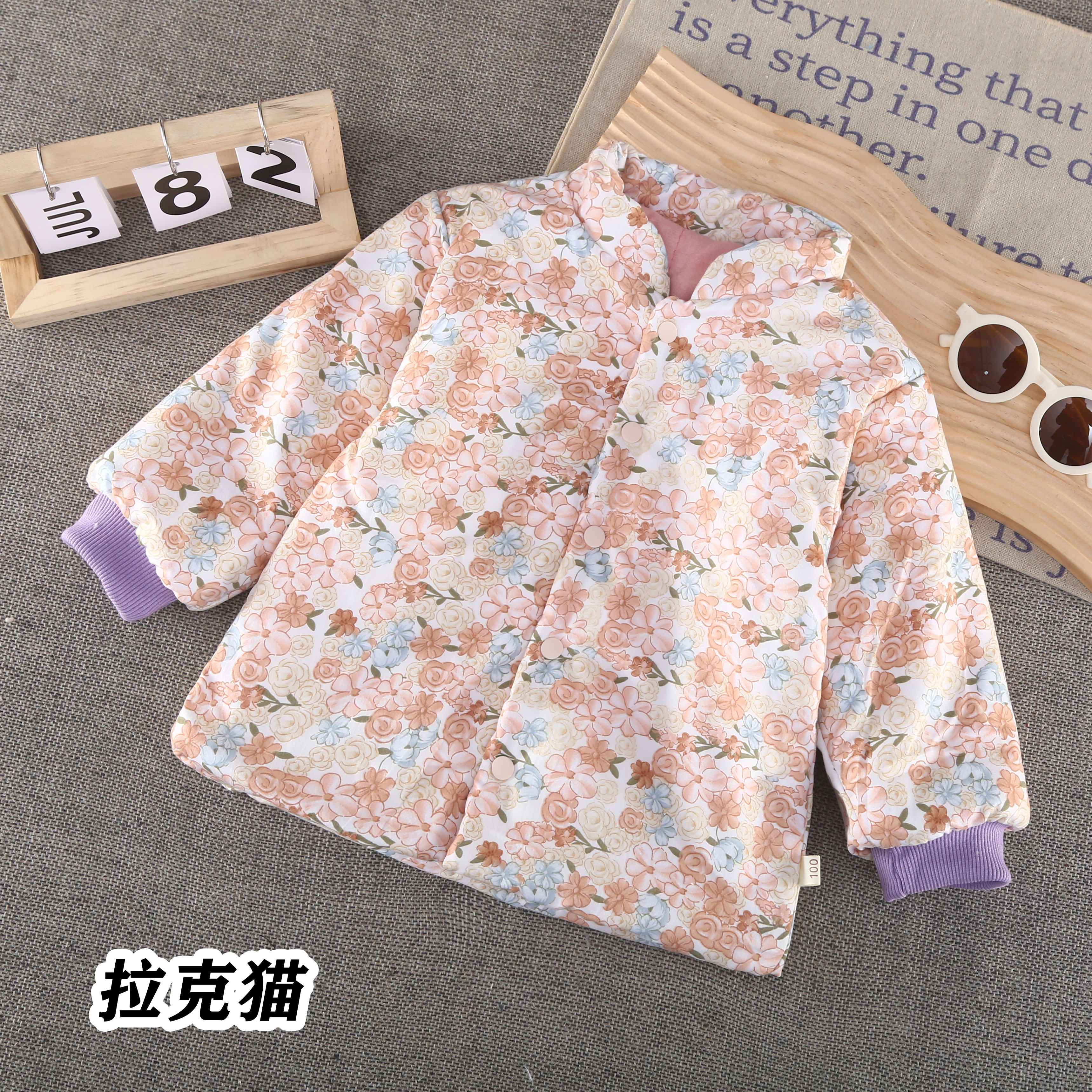 热卖男女宝宝格子碎花立领厚款上衣棉袄国风棉服常规款冬装