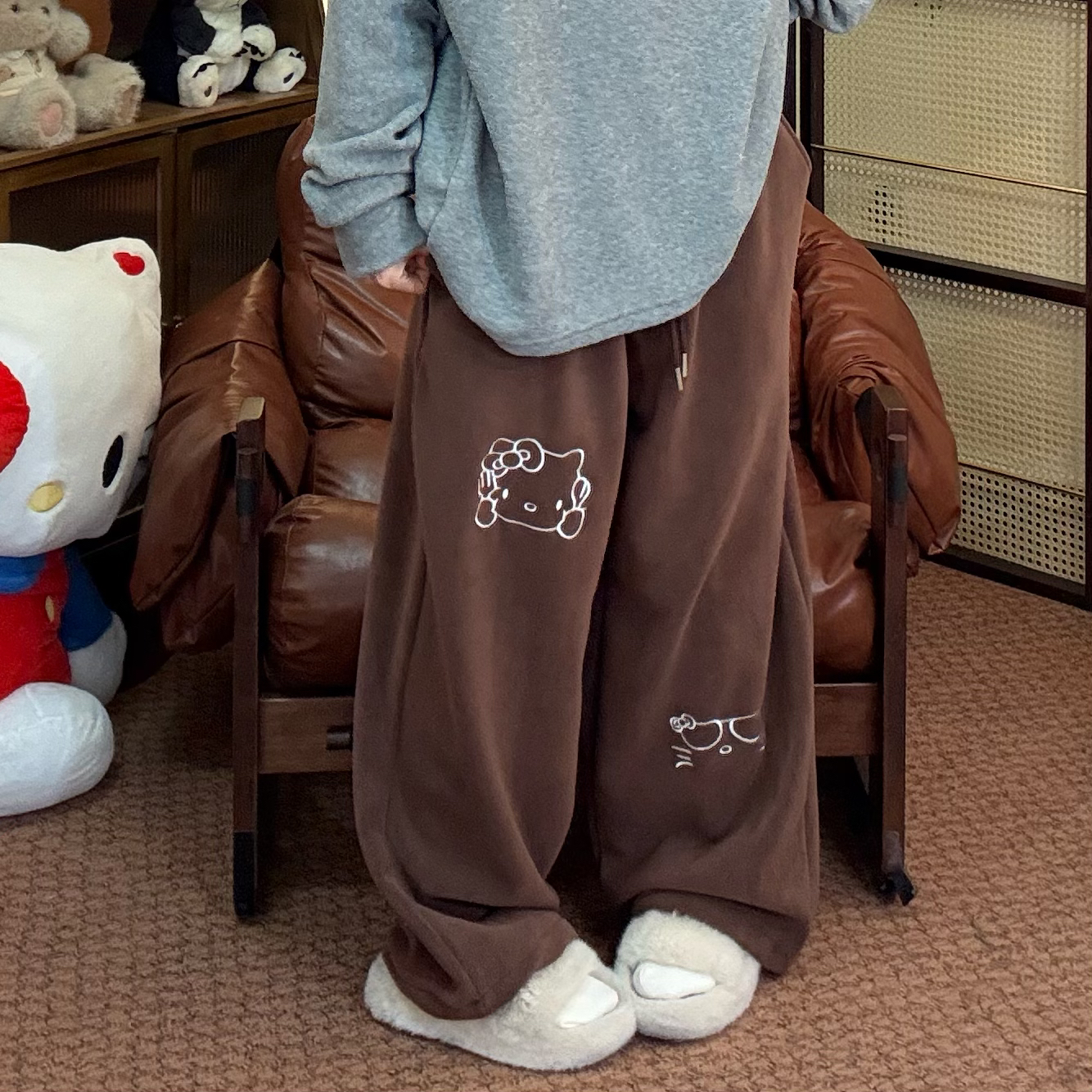 RUSHMOON【刺绣KT加绒卫裤】