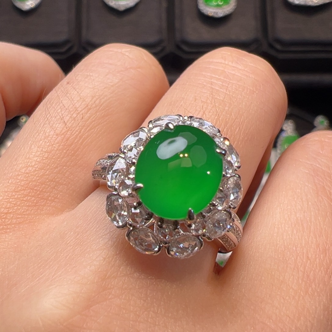 翡翠戒指18K金镶嵌收到货48小时鉴赏期