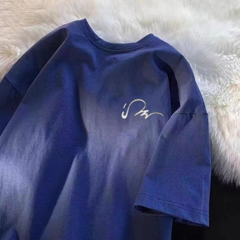 小众宽松休闲潮款日系美式宽松短袖2025新款夏季半袖男潮流五分袖