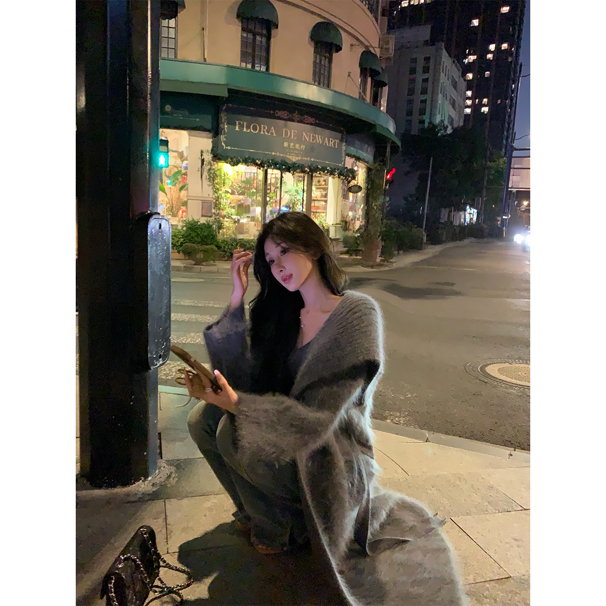 ACHI大也池◆谧屿~ma*xm*ra北极雪貂针织大衣