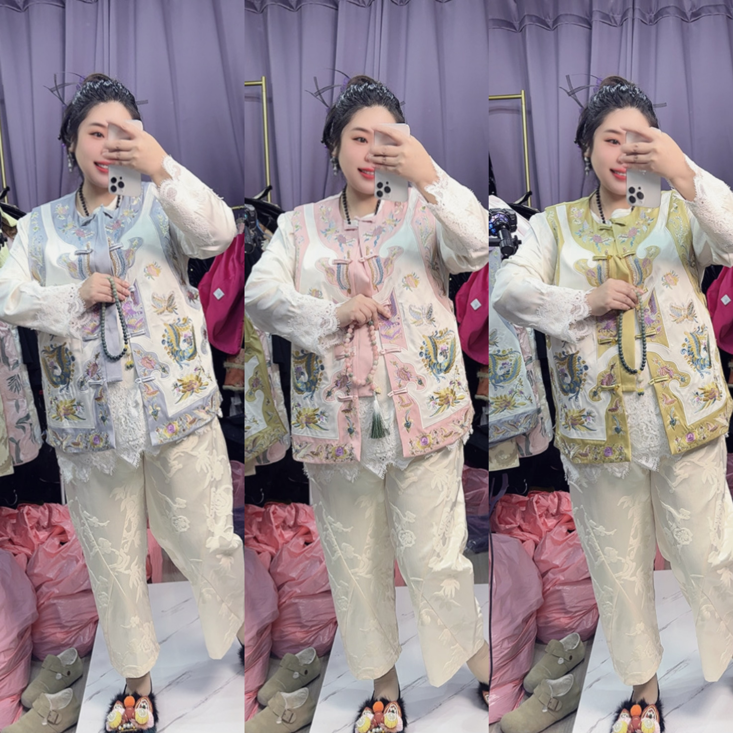 清苍价~深圳89296新中式凤凰蝴蝶梦重工刺绣蝴蝶万物马甲苗绣马夹