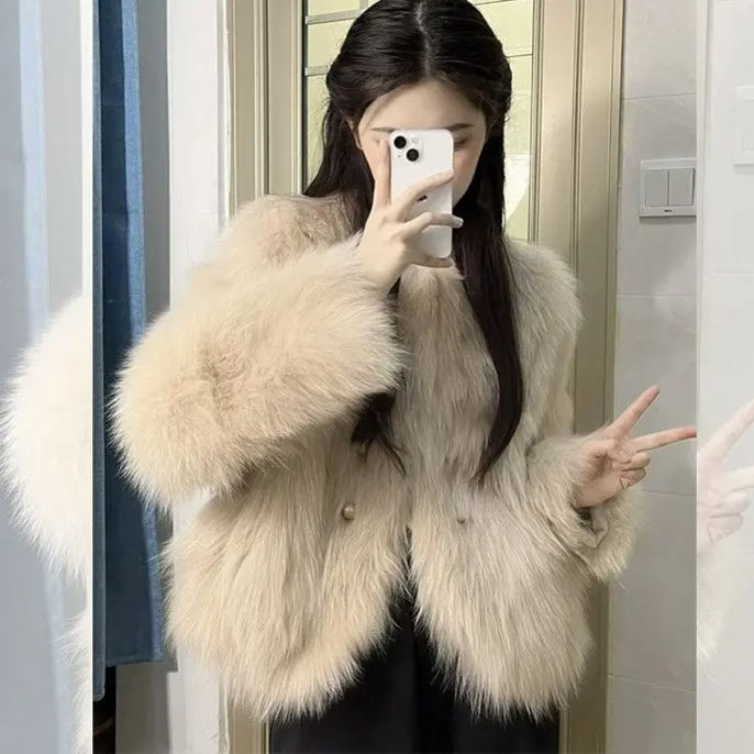 直播间皮草小香风外套女秋冬加厚短款时尚保暖百搭宽松韩版外套