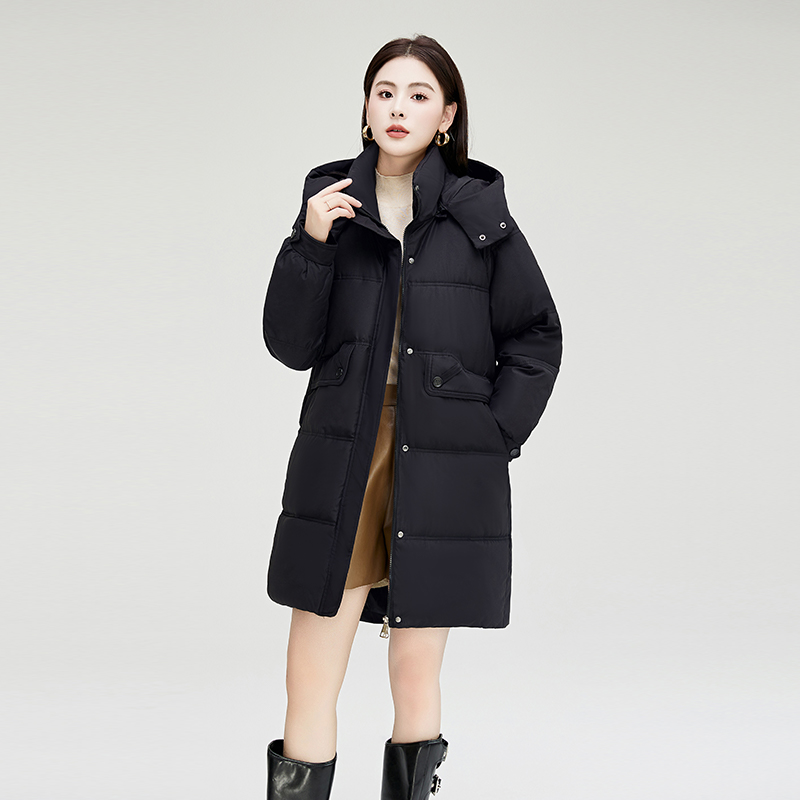 新2024中长款棉服女加厚外套秋冬宽松韩版白搭棉衣棉袄可拆帽外套
