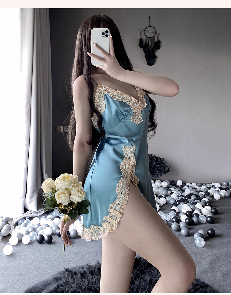 吊带睡裙女春秋夏季睡衣女新款春季丝绸露背性感蕾丝睡衣女