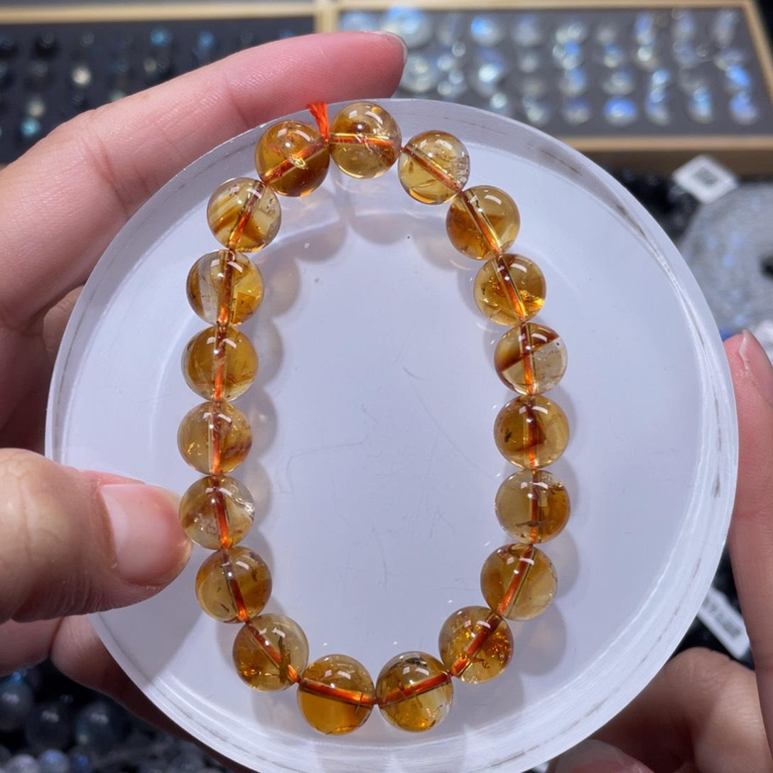 水晶手链未镶嵌暴力黄塔晶手链10m