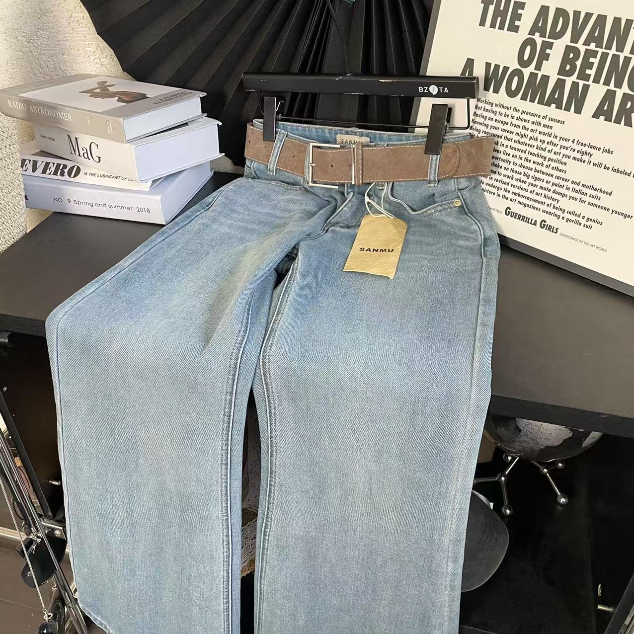 『雨美 Show』9952蓝色时尚百搭微喇裤