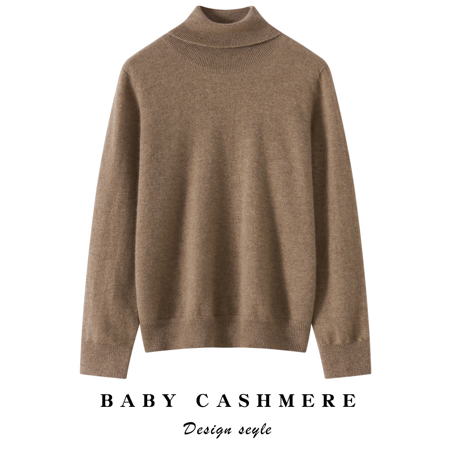 康赛妮高翻领羊绒衫女100%纯山羊绒宽松显瘦简约百搭针织打底毛衣