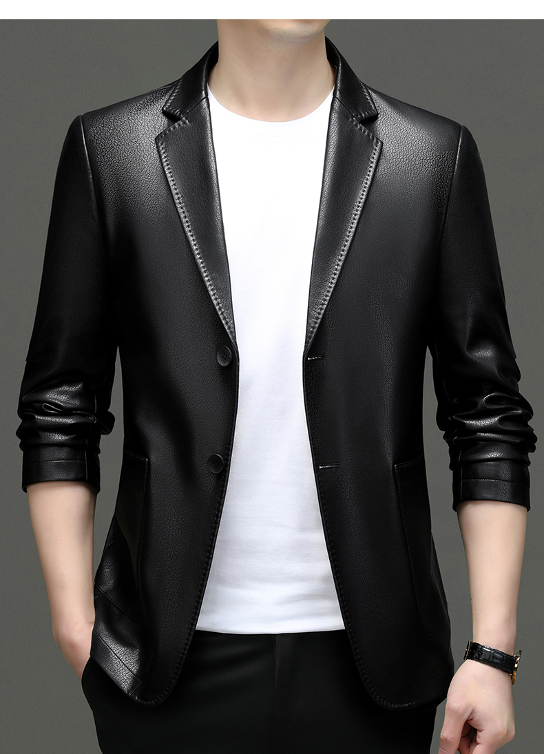 【海宁精选】新款男士皮衣轻奢商务百搭休闲西服