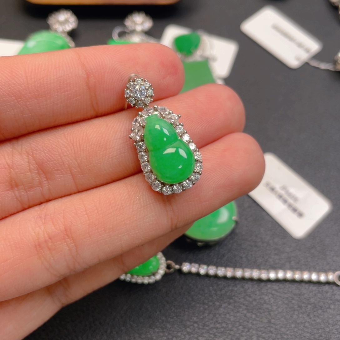 翡翠银S925镶嵌吊坠(不含链)
