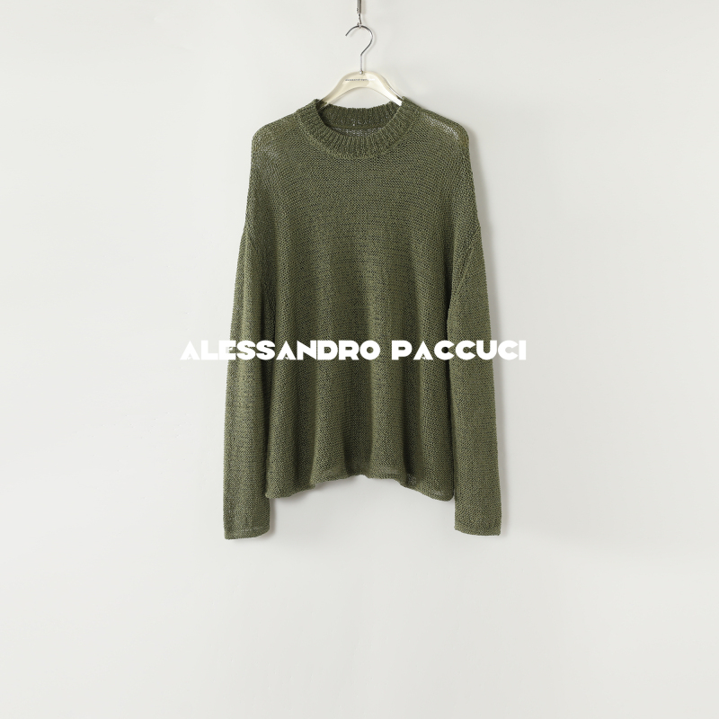 AP洛哥53040ST【纸片人】棉+亚麻圆领镂空多色宽松百搭套头衫25春