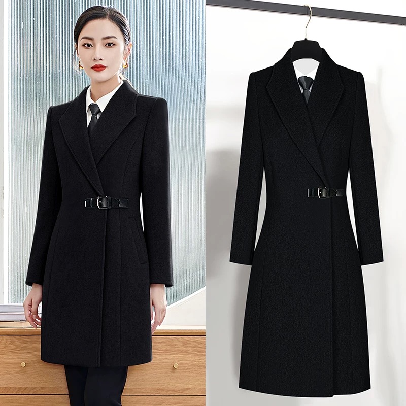 【羊毛大衣清沧】加厚冬款高级感职业装毛呢女时尚显瘦外套气HC306