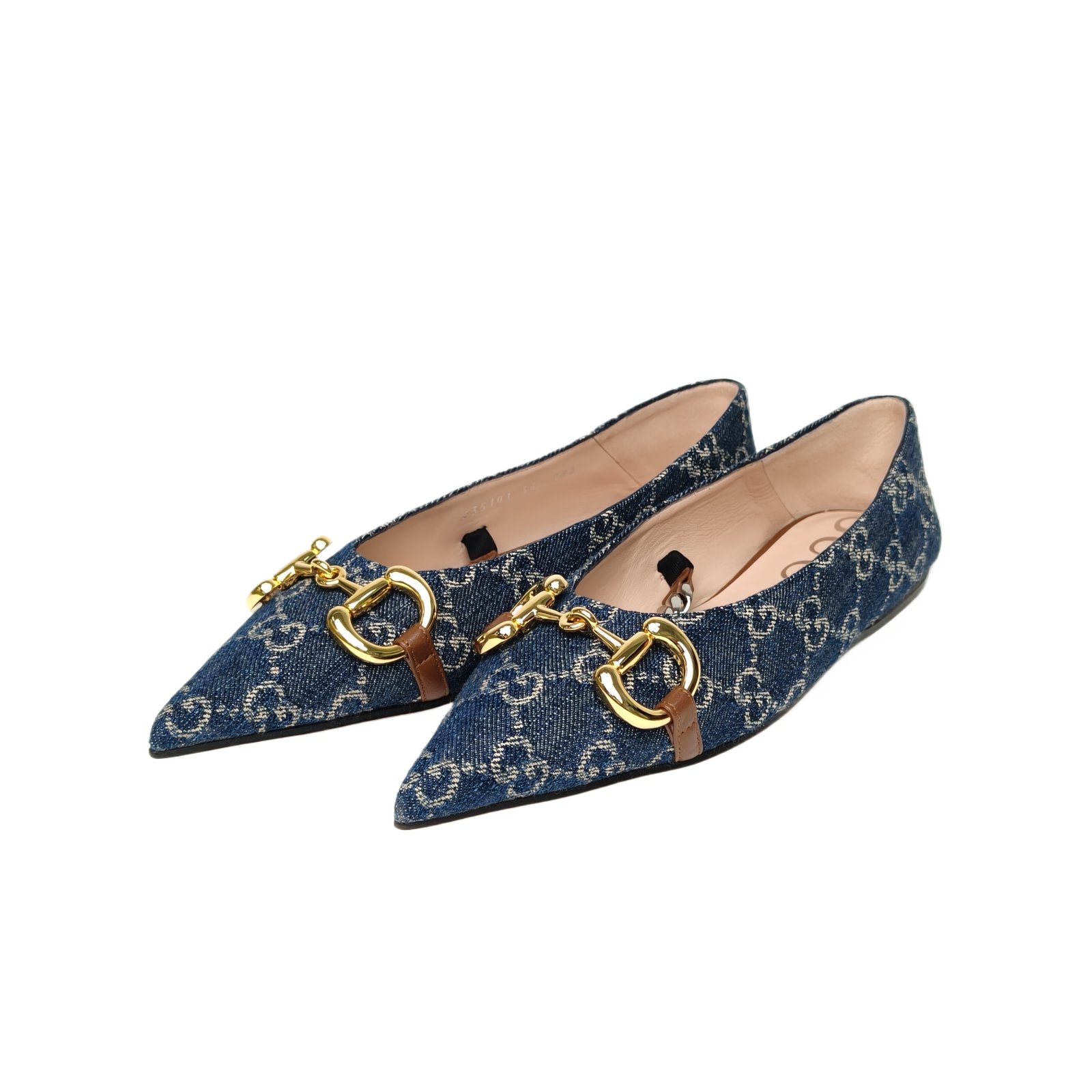 未使用 GUCCI/古驰 汤/P245825729/尖头 1955 马衔扣 平底鞋 36码