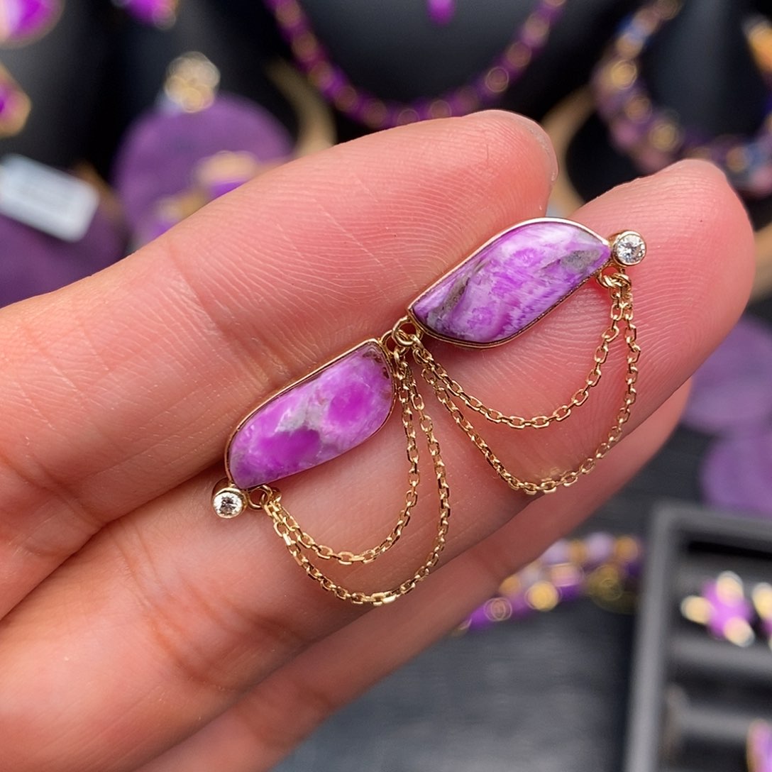 苏纪石（舒俱来）耳饰18K金镶嵌