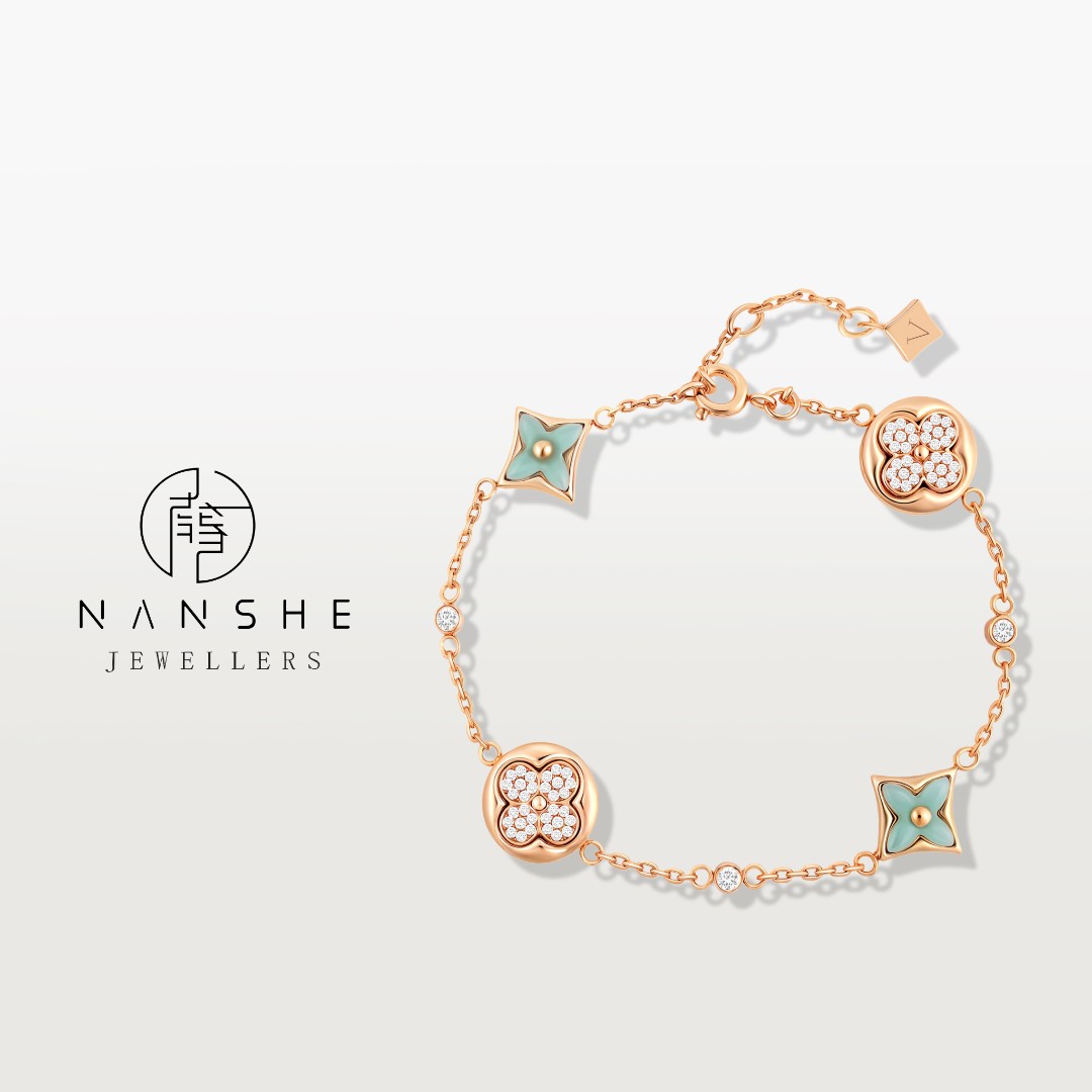 NANSHE/南奢 【金萃花韵】CNC精工蓝花双拼手链