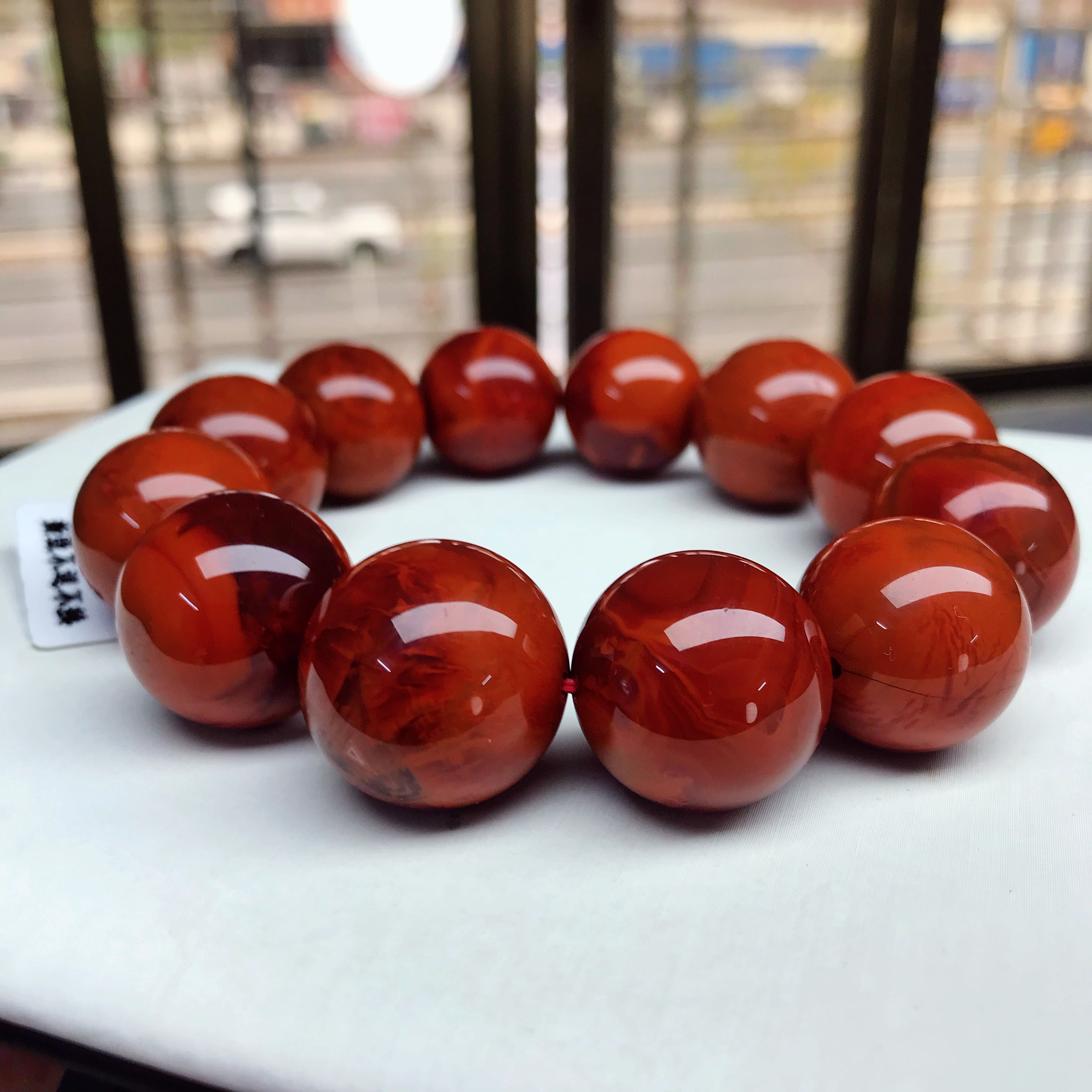 【小雪】南红瓦西老矿料典藏级精品牛血妖火焰纹手串19mm