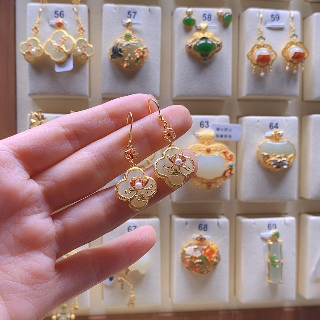 和田玉颈饰银S925镶嵌