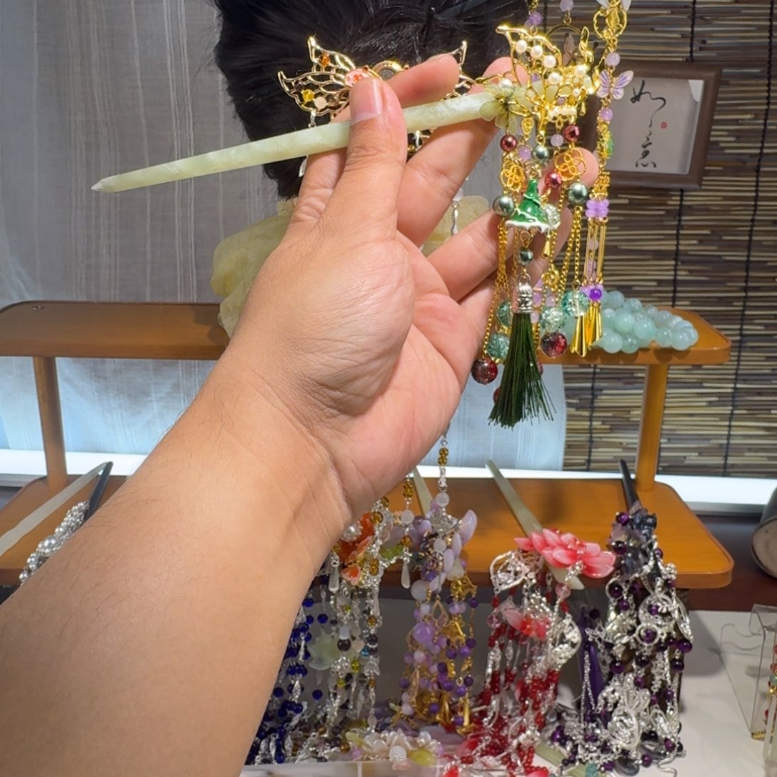 蛇纹石玉合金发饰