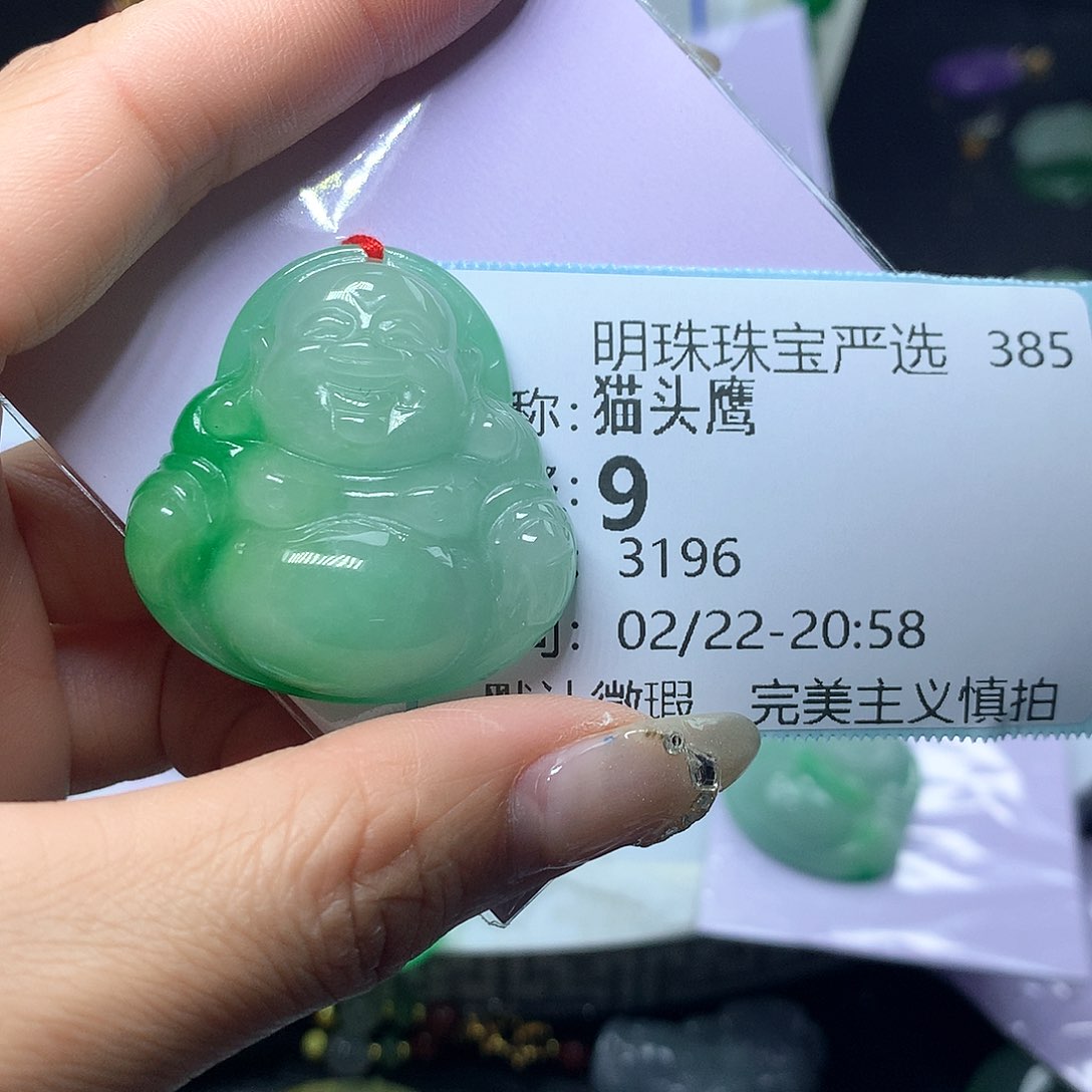 翡翠吊坠(赠链)未镶嵌猫*鹰