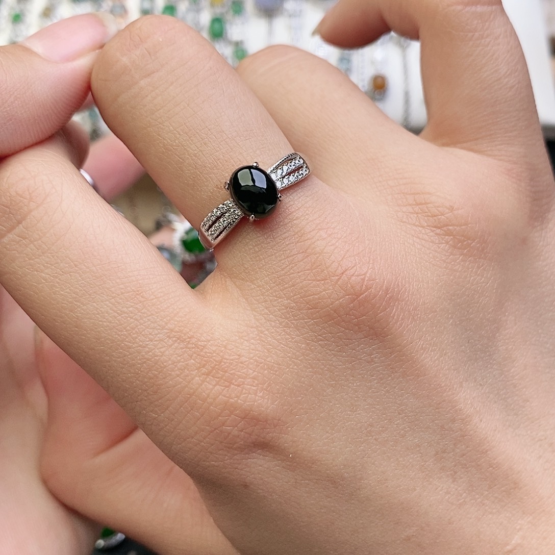 翡翠银S925镶嵌戒指