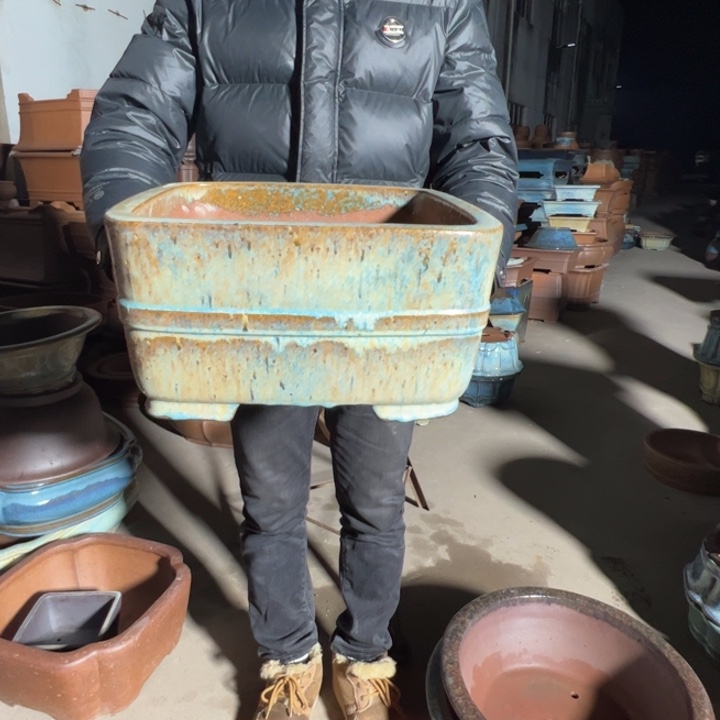 万***2花盆紫砂高温釉盆处理