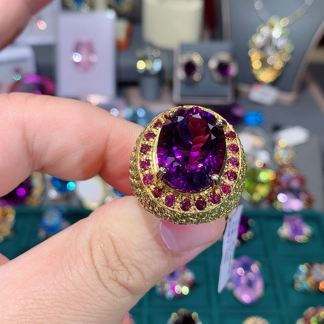 水晶戒指银S925镶嵌戒指