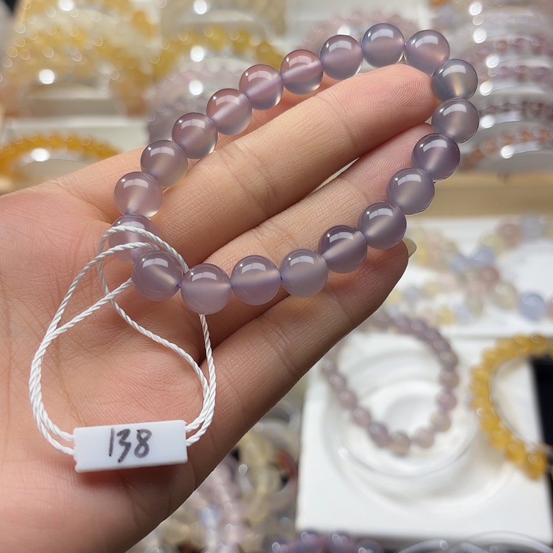 不****玛瑙/玉髓未镶嵌手链帝王紫圆珠卡10